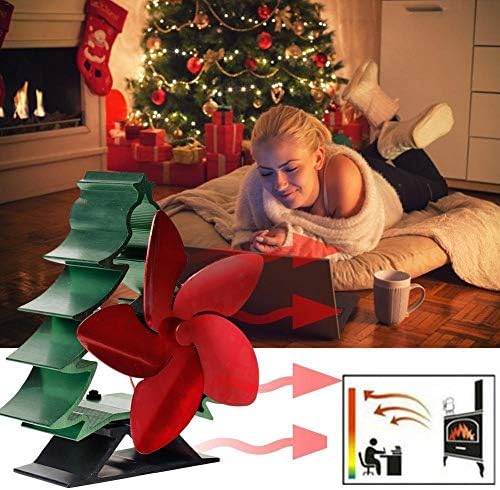 Lynlyn Christmas Tree Stove Fan Eficiente 5 Blade Firplace Fan portátil Eco amigável queimador de queimador de calor