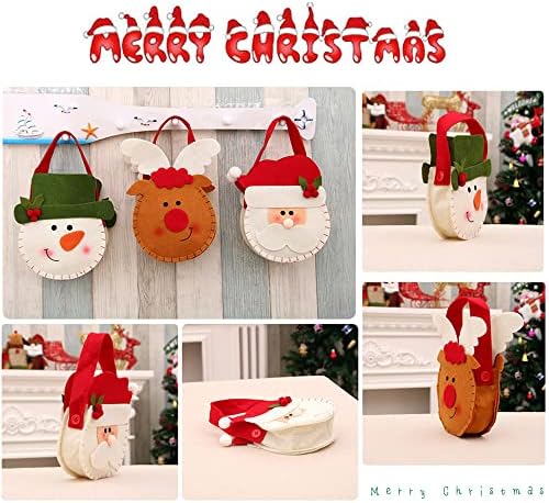 Jinne Conjunto de 3-5,90 x 7,87 polegadas Bolsas de feltro de Santa Rena e boneco de neve de Natal Bolsa de presente para crianças para crianças Decorações de professores