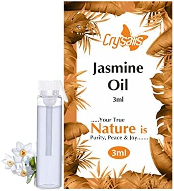 CRYSALIS Jasmine puro e natural Óleo essencial não diluído Obil orgânico Padrão de óleo destilado para hidratar e nutrir a pele, salão Freshner/DIY Oil - 3ml