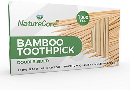 New Naturecore Bamboo Palfos de madeira - 1000 CT, caixa de papel segura resistente, 1 caixa de 1000 PCs, Catering de festas Apertizador de frutas de fruta sobremesas de churrasco de dentes artesanal