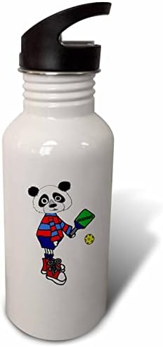 3drose fofo engraçado panda urso jogando desenho esportivo de pickleball - garrafas de água