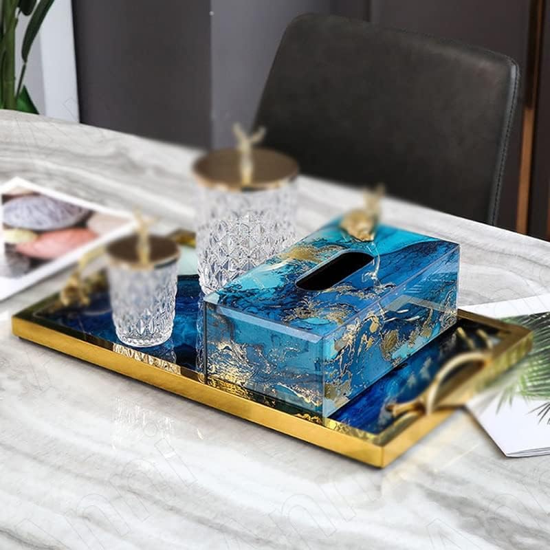 SDFGH CELOPHANO Caixa de tecidos Azul Mesa de jantar Craft Solder da sala de estar Decoração decorativa Draveta (cor: