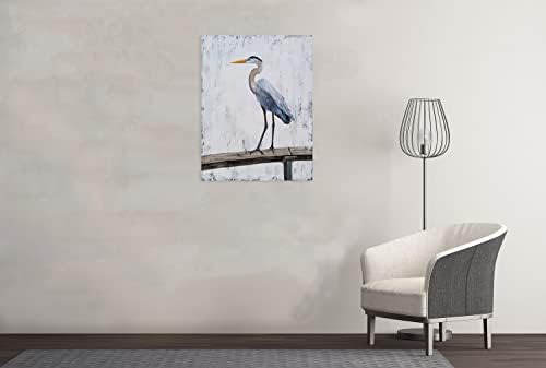 Rfdepot Arts Heron Teron Arte de parede com texturização - pinturas de óleo de animais rústicos - imagens abstratas
