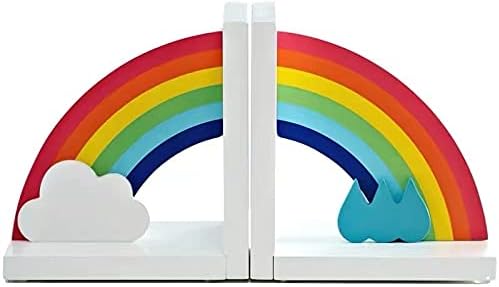Sonu Rainbow Bookends, Wooden Heavy Duty Cute Livros decorativos, suportes não deslizantes para a escola, casa, escritório,
