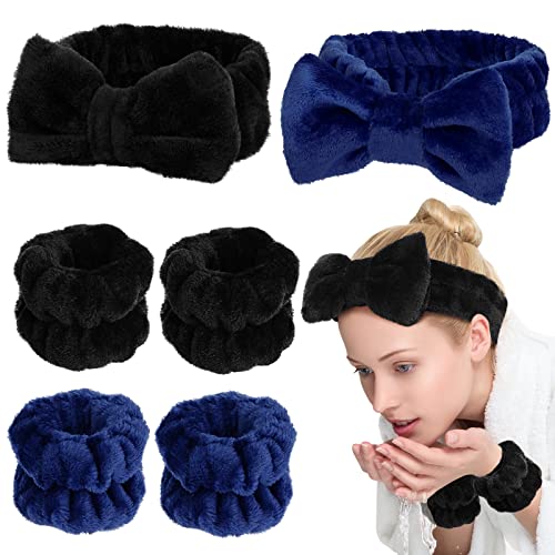 Zealoire 6pcs Lavagem de face Fand de pulseira Conjunto de faixa, spa Bandas de maquiagem para a cabeça da cabeça para