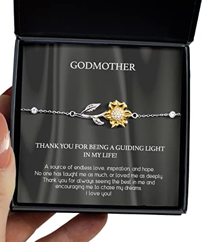 Melhor gabarista de pulseira de madrinha de godaidia, pulverizes de girassol deangueidade para mulheres que guiavam a luz, de jóias de pingente de ouro de Godchild Godson 14k