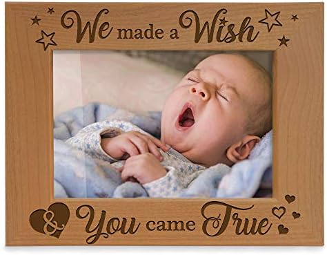 Kate Posh - Fizemos um desejo e você se tornou verdadeiro quadro de imagem de madeira natural gravada, novos presentes de bebê, nova mãe, novo pai, presentes de adoção