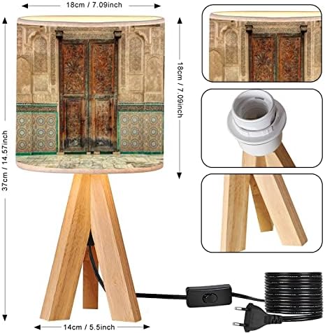 Tripé de cabeceira de mesa Lâmpada de mesa de tabela de arte do pátio bou inania mederssa fez marrocos madeira lâmpada de mesa com
