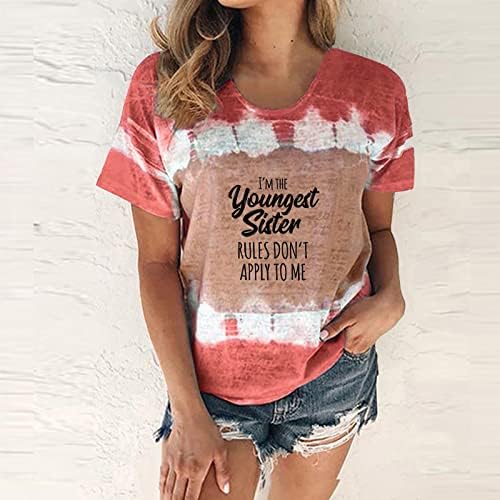 Tops de verão para mulheres, menina adolescente tops fofos de letra engraçada t -shirt t -shirt tizer túnica casual túnica top - solto