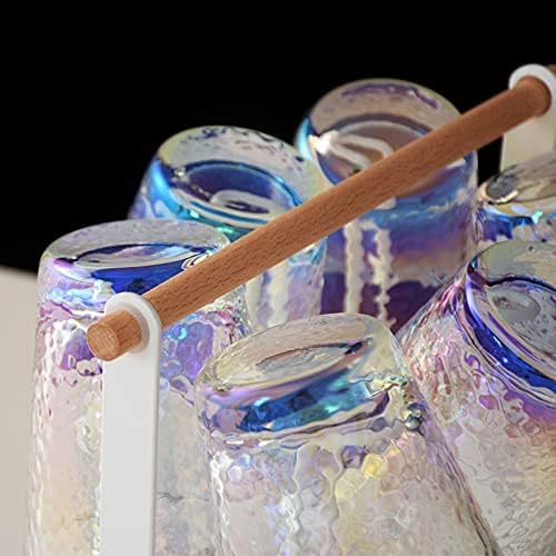 Óculos de água martelados colorido de copo de vidro de 6 8,7 onças de bebida opcional sem chumbo de guama de vidro