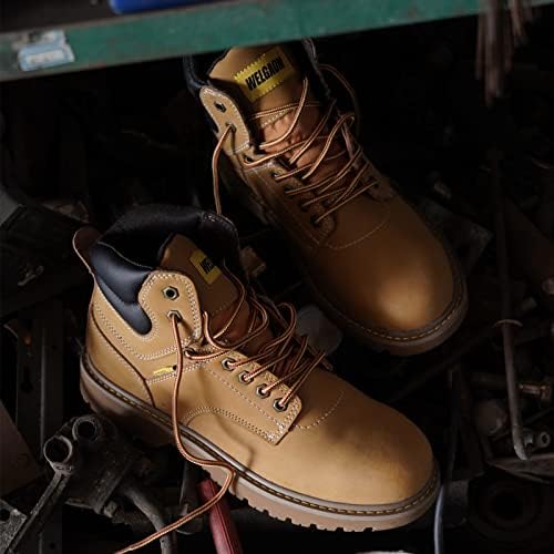 Botas de dedo do dedo da Welgaom aço para meninas de construção industrial de couro, botas de trabalho não deslizantes, eh Safety Working Boots