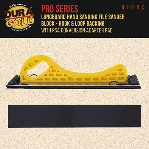 DURA-GOLD PRO Série Longboard Lixing Hand Lixing Block-Gancho e backing de loop e adaptador de apoio PSA Pad & 100 Grit PSA