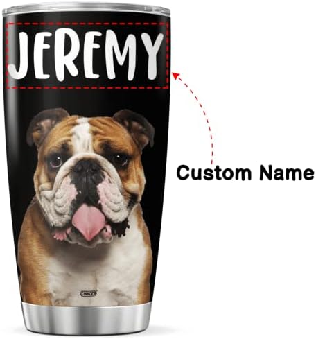 Cubicer personalizado Coffee Tumbler Bulldog Copo isolado de caneca com tampa Nome personalizado Presentes de Natal para mulheres