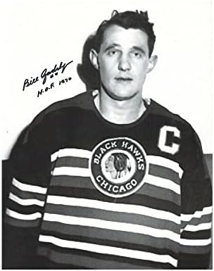 Bill Gadsby assinou o Chicago Blackhawks 8 x 10 foto com inscrição HOF - 70272 - fotos autografadas da NHL