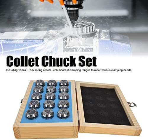 Conjunto de chuck cnc, grande força de aperto de alta precisão ER25 Spring Collet 15pcs para máquina de gravação