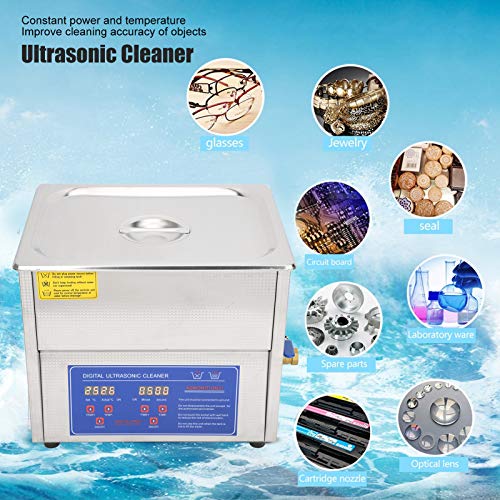 10L Limpador ultrassônico, Display Digital Ultra Sonic Cleaner, Profissional Tank Bath Bathing Hameter Timer MH040X