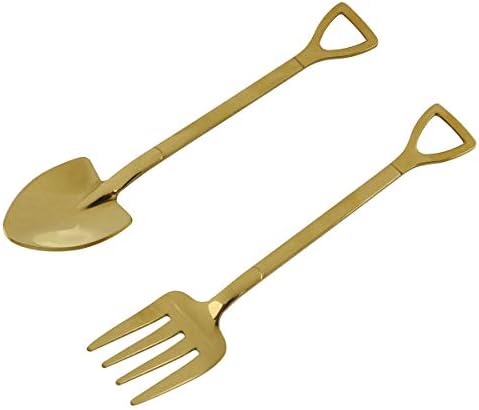 E-Out excelente 4pcs Spade Shape Coffee Spoons and Fruit Forks for Bistro Cocktail degustando aperitivo e mini bolo, ouro