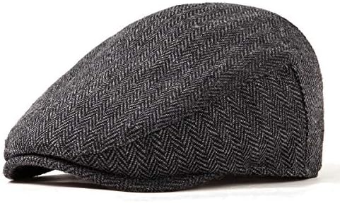 Men Ivy Gatsby Newsboy Cap - Classic Wool Blend Tweed Cap Flat Cap Hat Men