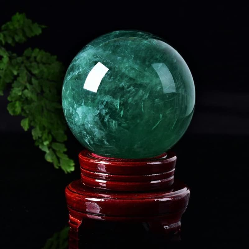 Qiankao natural verde fluorite bola de cristal de cristal crítica de pedra de cristal de cristal artesanato ornamentos 天然 绿萤石 水晶球 水晶