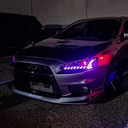 HCMOTIONZ HCMOTION FARÇONS LED E MONTAGEM DE LUZES DE LED FIXA FIXA PARA MITSUBISHI LANCER & EVO X 2008-2020 COM LED DRL START UP ANIMAÇÃO SINATE