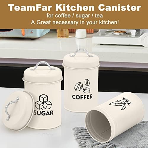 Conjunto de carteiras de cozinha esbranquiçada do Teamfarfar Conjunto de 3, conjuntos de recipientes para balcão de chá de açúcar