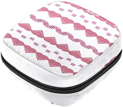 Bolsa de armazenamento de guardanapos sanitários de Oryuekan, bolsas de zíper menstrual reutilizável portátil, bolsa de armazenamento de tampões para mulheres meninas, coração geométrico moderno coração rosa