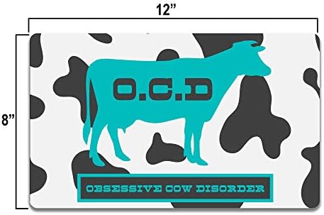 Decoração de vaca das parcelas do JP para sinais de parede em casa-esses sinais têm um visual retrô, rústico e vintage e são orgulhosamente feitos nos EUA 12 x 8 no JPTS184 OCD Obcesive Cow Disorder Blue Blue Blue Blue Blue