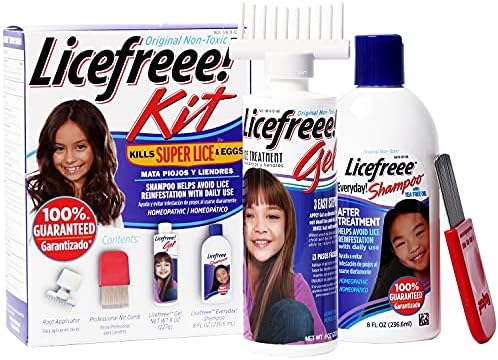 Tec Labs Licefreee Kit All-in-One Complete Killing Treatment, shampoo de manutenção diária e pente profissional NIT em