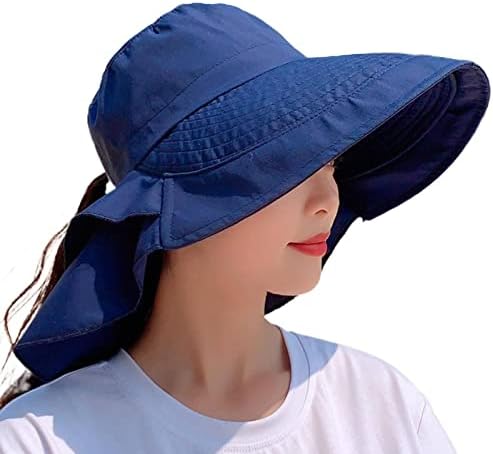 Proteção do sol do sol do sol feminino Brim larga Brim dobrável Fisherman's Hat Protection UV com um defletor de pescoço