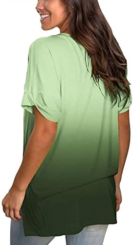 Camisas para mulheres Casual Casual, Gradiente das Mulheres V Pescoço Tops de Manga Curta Casual Camiseta Loue Camise