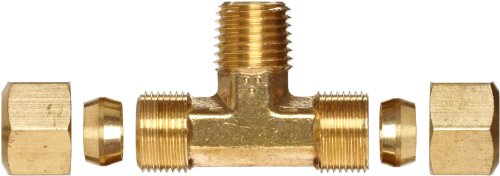 Anderson Metals Brass Tube Metting, Tee, 3/8 Compressão x 3/8 Piúlio masculino inferior