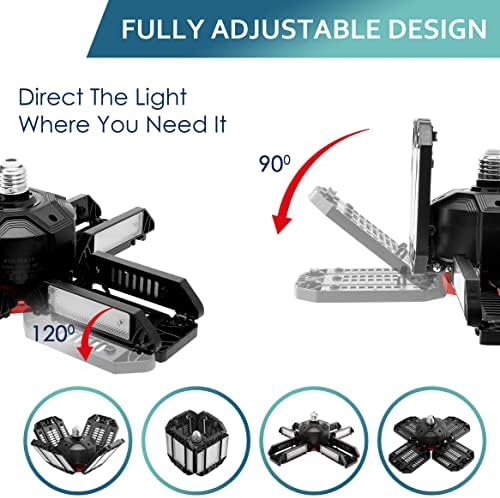 Luz de garagem LED - 1 pacote - Super Bright 1800 Lumen LED Teto Light com 12 painéis ajustáveis ​​- parafusos facilmente