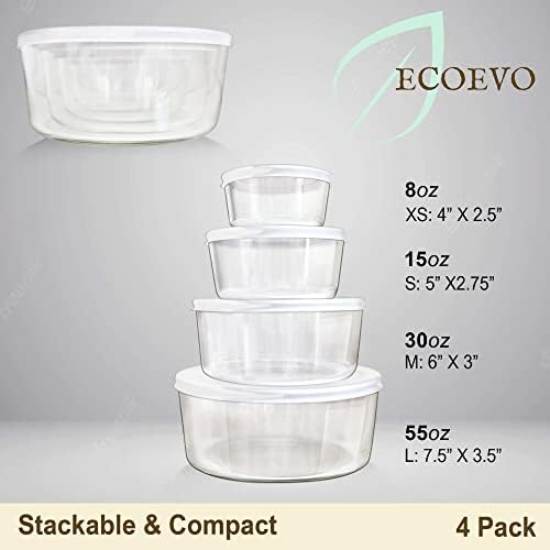 Recipientes de armazenamento de alimentos de vidro 9 pacote de embalagem, recipientes de vidro de tamanho grande com tampas, tampas