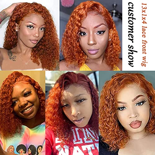 Cabelos de renda encurralada laranja cabelos humanos 8 polegadas T Parte de renda curta de renda curta Frontal Bob peruca