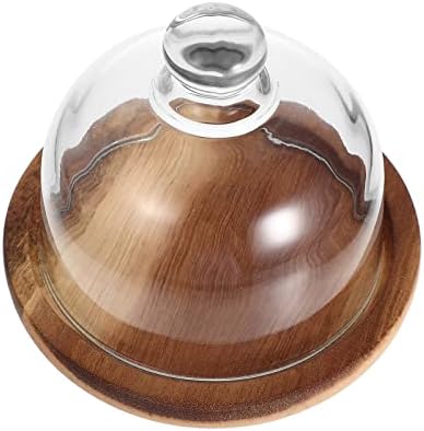 Bandeja de bolo com cúpula de cúpula de madeira redonda de madeira servidor servidor de madeira servidor de madeira stand cleche
