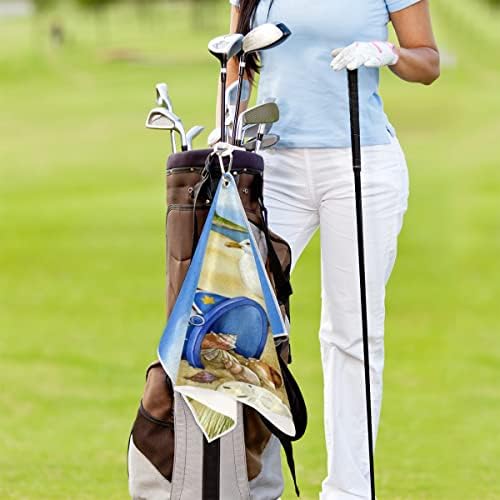 PARDICK SEABird Sea Summer Golf Toalha para sacos de golfe com clipe para homens e mulheres acessórios de golfe Golf Golf Gifts for Golfters Golf Ball Cleanner Toard