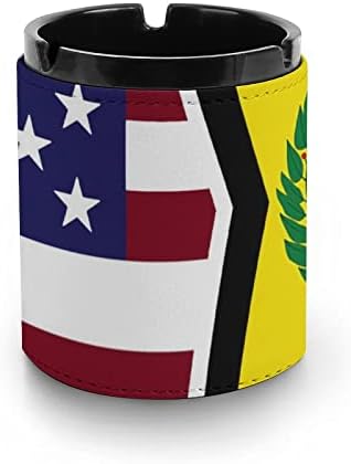 American e Bolívia Bandeira Cinzel de couro redonda Bandeja de cinzas portátil portátil Titular para decoração de
