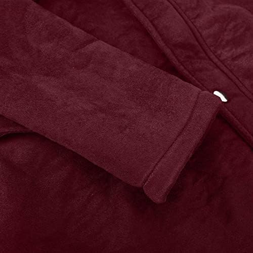Icofg Men's Long Slave Cargo Jaqueta Inverno quente Quilted Faux Fleece Plush Plush Bolso de peito de peito de peito