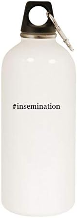 Molandra Products InEmemination - 20oz Hashtag Bottle de água branca de aço inoxidável com moçante, branco
