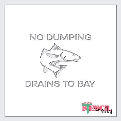 Estêncil - sem drenos de dumping to Bay Modelo com peixes melhores estênceis de vinil para pintar em madeira, tela, parede, etc. -xs | Material de cor azul brilhante