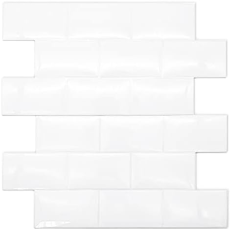Walplus 20 lençóis descascam e backsplash adesivos de backsplash adesivos de azulejos auto -adesivos no metrô de 12 x 6 banheiro