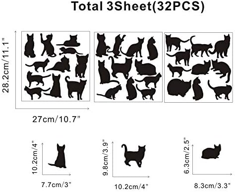 Decalque de parede de gatos pretos de Toarti, adesivo de parede de silhueta minimalista de animais para decoração infantil de berçário, arte da parede da casa dos amantes de animais de estimação arte