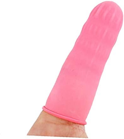 X-Dree 205pcs Protetor de dedo Anti estático R-U-Bber L-A-Tex Cots de dedos Disptsаl (Rosa eliminabille Antiossidante