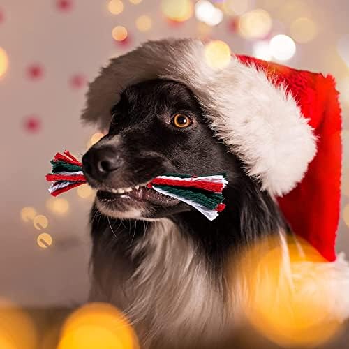 Christmas Pet Chew Toys Brinquedos de corda de cachorro para cana -de -doce agressiva e formato de osso adequado para um cão grande médio grande