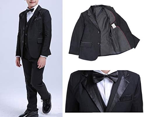 5pcs meninos terno preto smoking blazer colete arco -bestie de terno formal para crianças para festa de casamento
