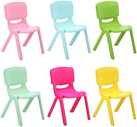 Tonahutu 6pcs coloridas escolas empilháveis ​​cadeiras de escola com 11 polegadas na altura das salas de aula de plástico para crianças Cadeiras de aprendizado ao ar livre para casa, pré -escola, creche