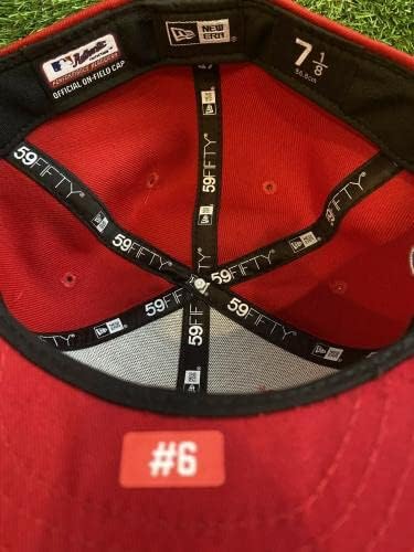 Jonathan Índia Cincinnati Reds Game usou o chapéu gasto 2021 nl roy dia do pai - jogo usado com chapéus MLB