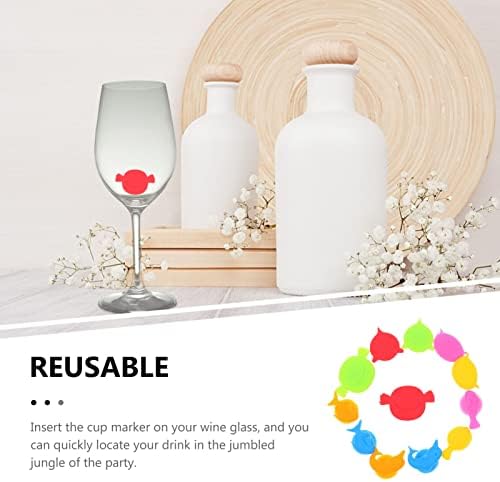 Jarra de copos de casamento marcadores de vidro de vidro de 12 silicone drink vidro encantos e tags de charme de vinho