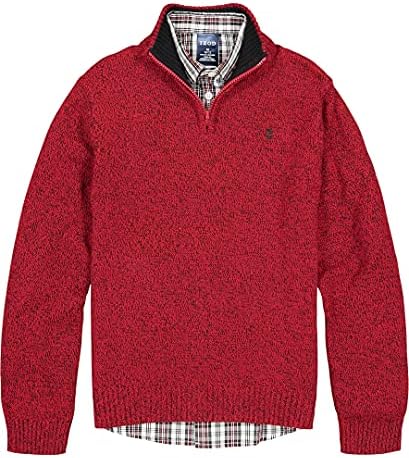 O suéter de 2 peças dos garotos do izod conjunto com camisa de vestido de botão com colarinho comprido