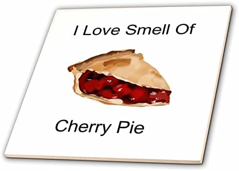 Imagem 3drose de palavras amor cheiro de torta de cereja com peça de torta de desenho animado - azulejos